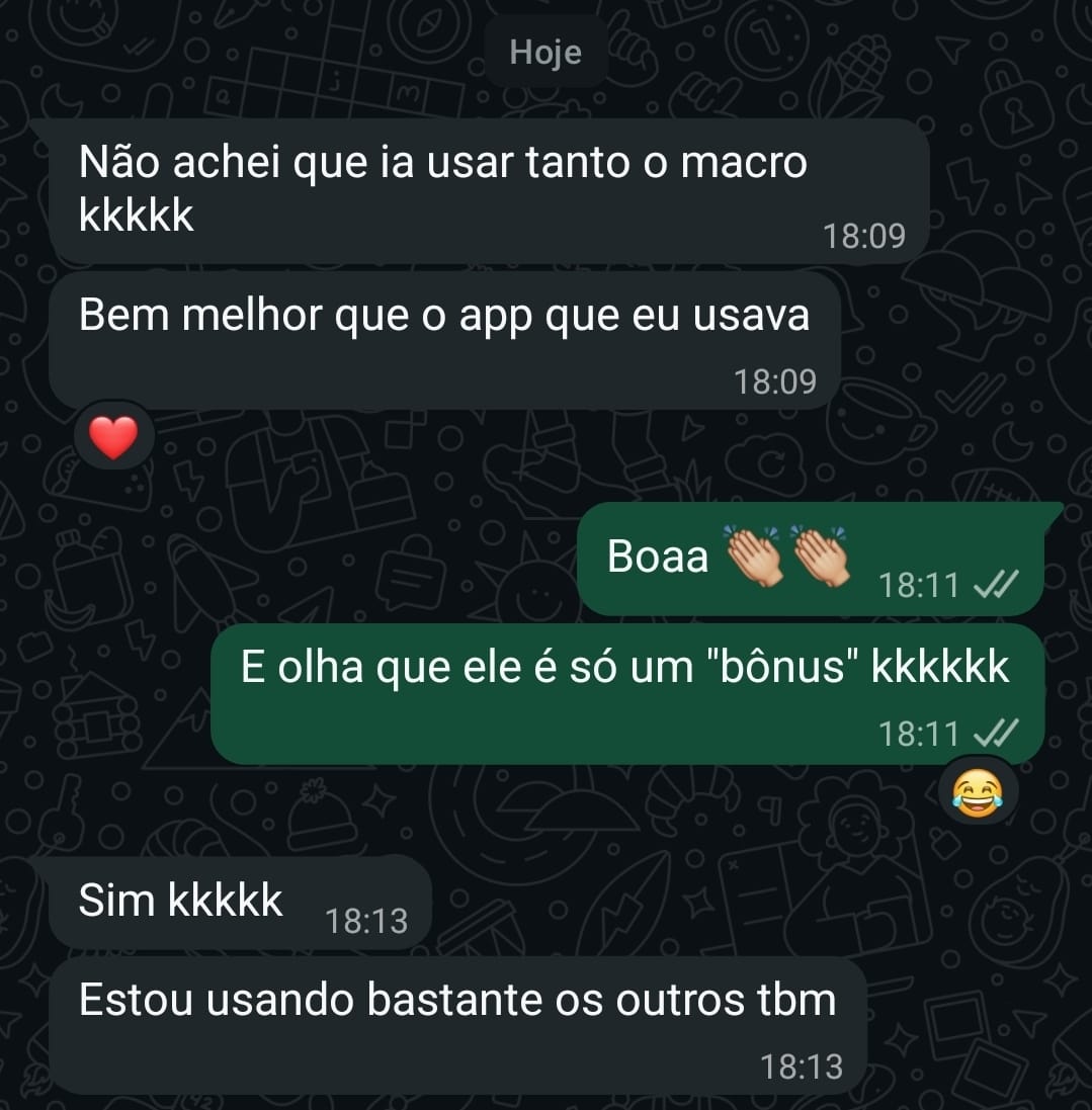 Mensagem de aluno da AcademIA no WhatsApp, depoimento 3